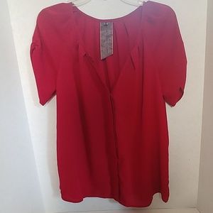 Burgundy polyester button up